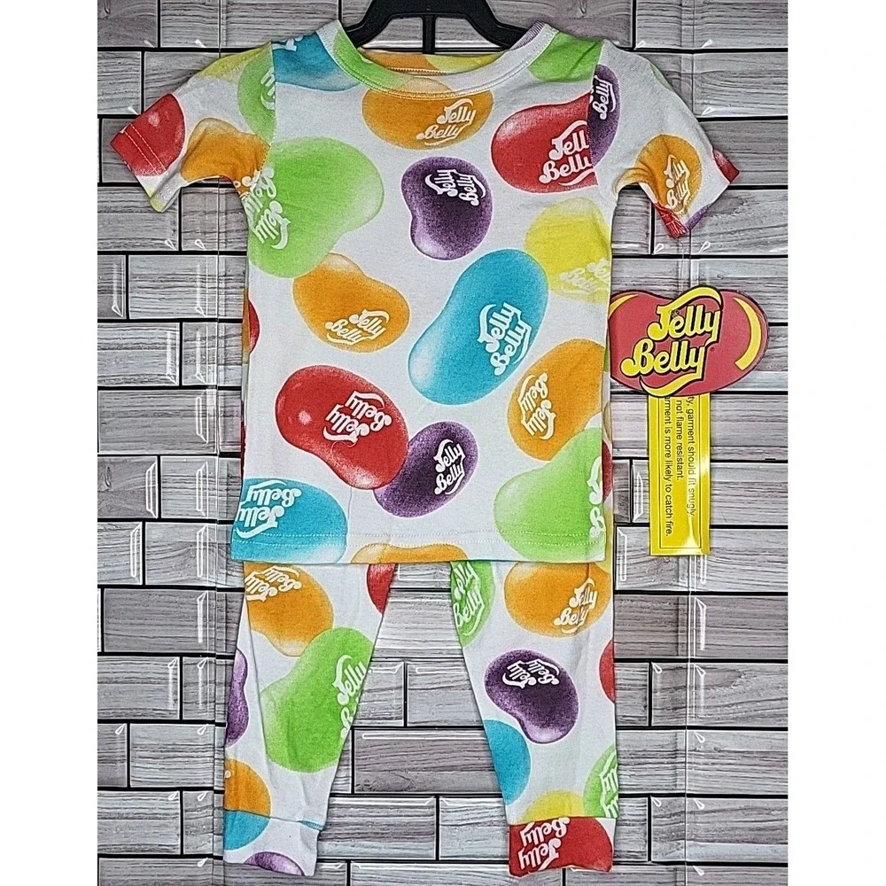 Jelly Belly Jellybean Pajama Set Size 4T Easter Pajamas Short Sleeve Shirt Pants